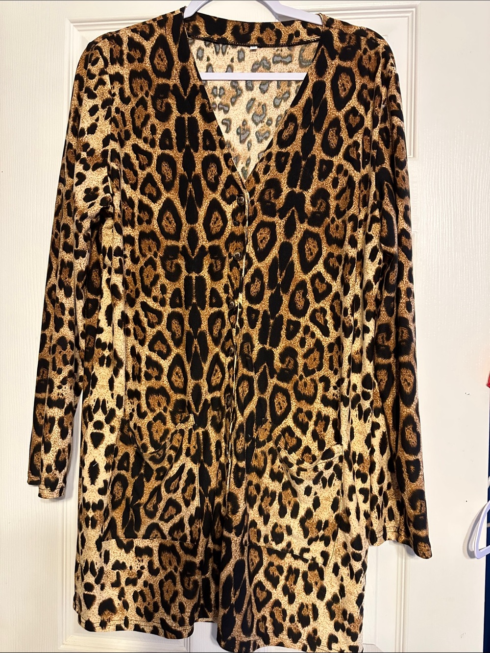 Leopard Print Women's Cardigan Sweater - Brown/Black